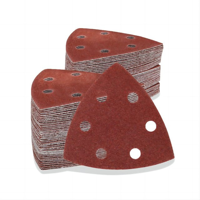 Vibratite Klett-Schleifpapier Set für oszillierende Multitools, 120 Stück dreieckiges Schleifpapier mit Körnung 60 bis 240, Breite: 90 mm - Bild 1