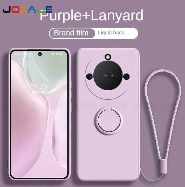 Realme Flüssigsilikon Handyhülle mit Ringständer und Lanyard in Purple für Realme 11 Pro Plus, 13 Pro Plus, 12X, 12 Plus und 11 5G - Bild 1