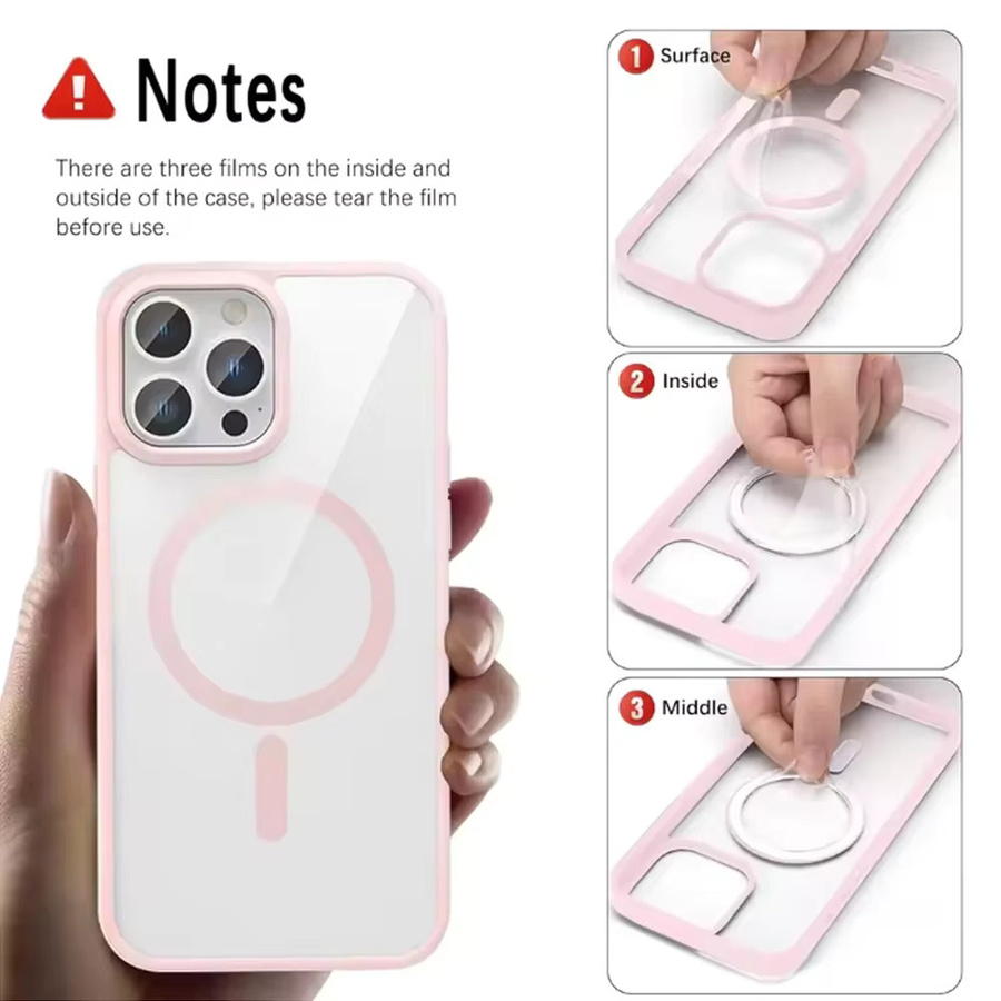DIXSG Magnetische Luxus Macaron Schutzhülle für iPhone 15 14 13 12 11 Pro Max Plus Mini in Pink mit Wireless Charging Unterstützung - Bild 2