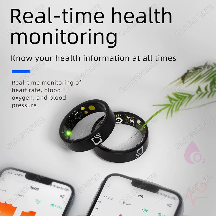 Ola Esporte NFC Smart Ring aus Keramik in Schwarz mit Echtzeit-Herzfrequenz, Schlaf-Gesundheitsüberwachung und IP68 & 5ATM Wasserdichtigkeit - Bild 3