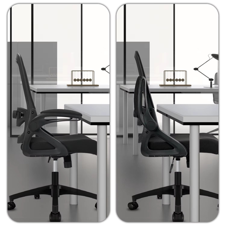 Milacyee Ergonomischer Bürostuhl in Schwarz mit klappbaren Armlehnen, Lendenwirbelstütze und Höhenverstellung - Bild 3