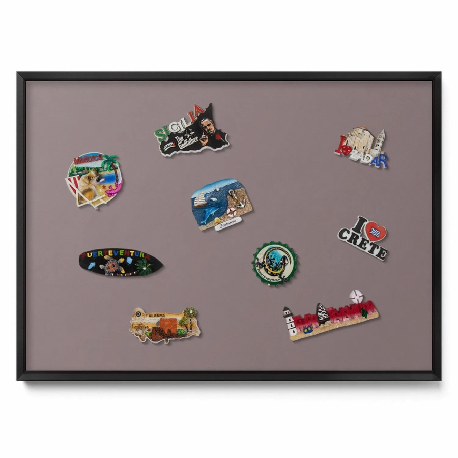 Tulup Magnettafel Metall als Magnetpinnwand für Urlaubsmagnete, Farbe Hellbraun, B: 70 cm, H: 50 cm - Bild 2
