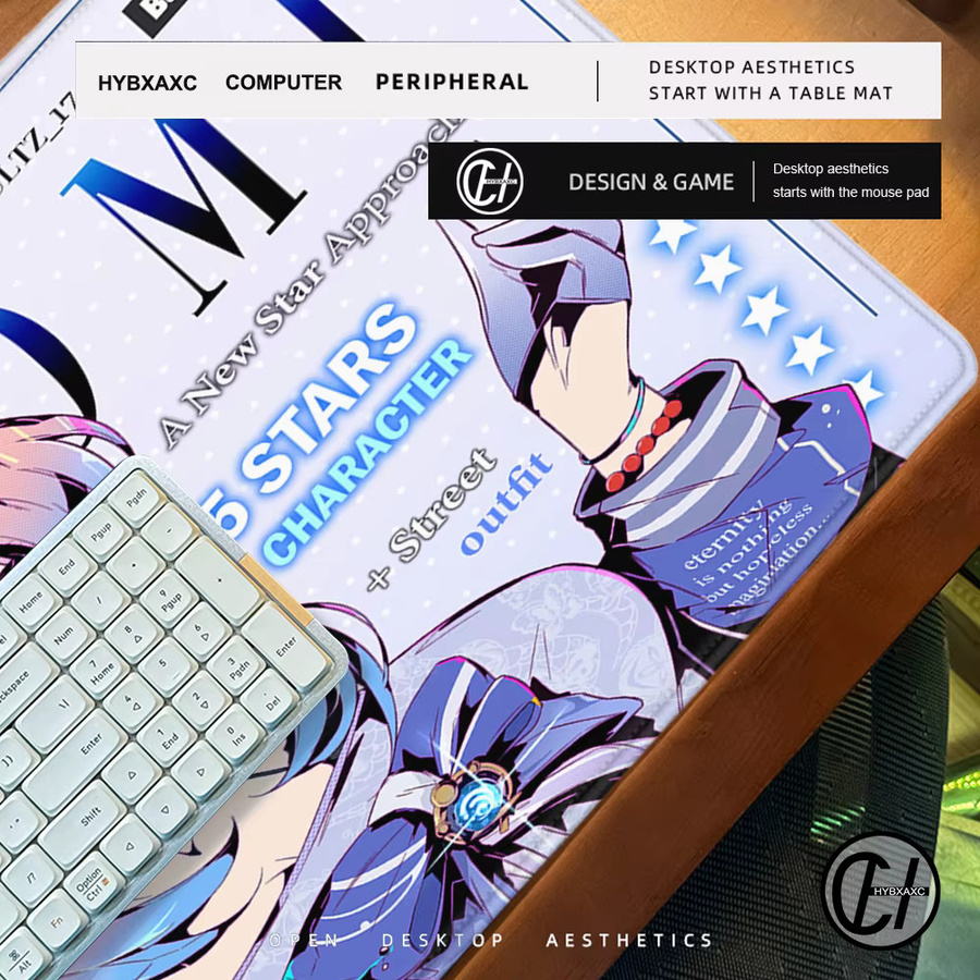 HYBXAXC Gaming Mauspad mit Anime Mädchen Motiv, rutschfeste Deskmat in Multicolour für PC und Laptop - Bild 3