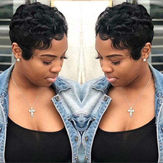 SHES BEAUTY Chioma Perücke, kurze lockige Echthaar-Perücke, Damen - Bild 1