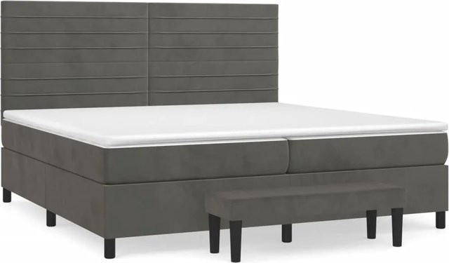 vidaXL Boxspringbett mit Matratze Dunkelgrau Samt B/T/H: 200 x 200 x 30 cm - Bild 1