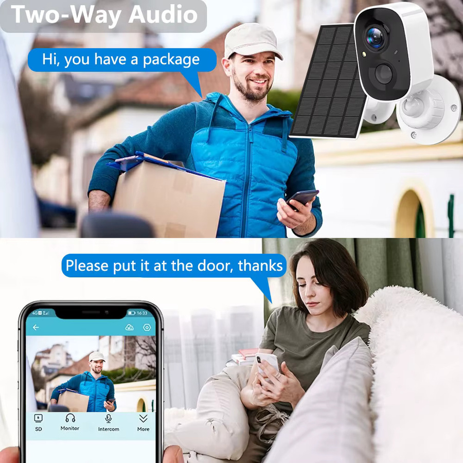 EseeCloud Drahtlose Solar Kamera mit 5MP Auflösung, Wifi Outdoor Sicherheitscamera in Weiß mit Bewegungserkennung, Scheinwerfer und Sirene - Bild 2