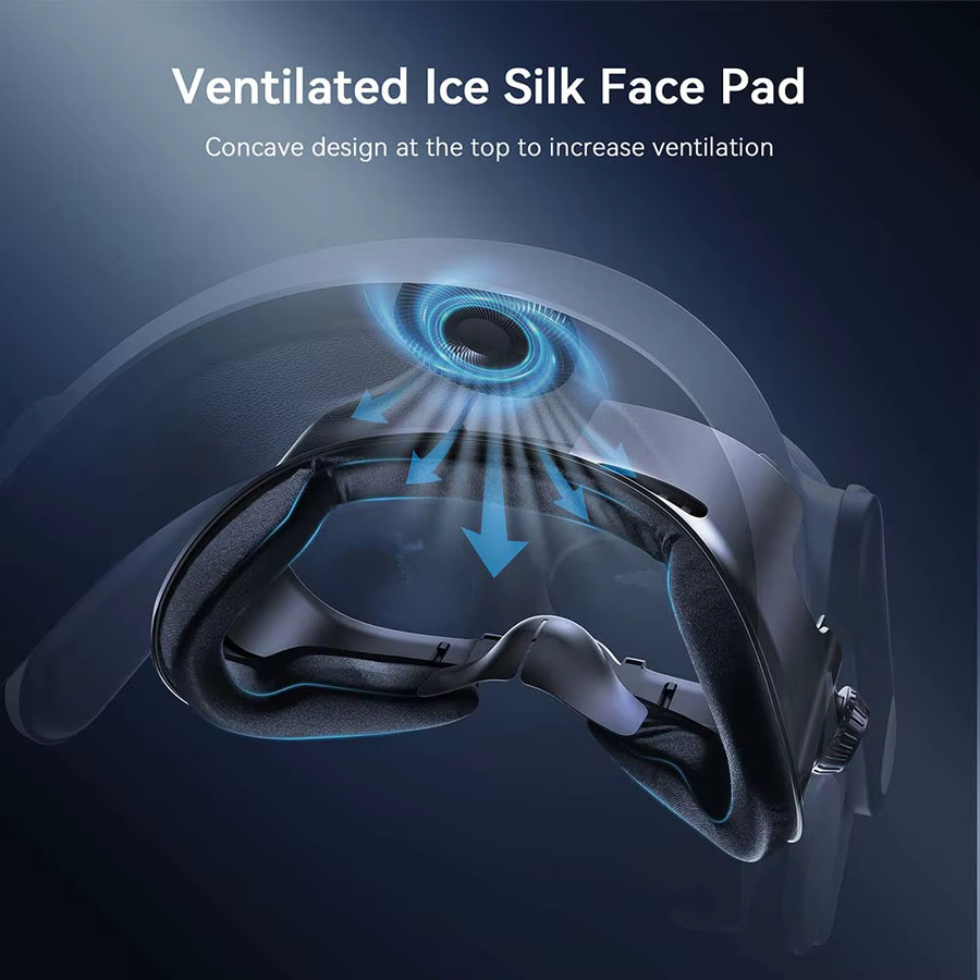 AMVR FC4A Gesichtsmasken-Abdeckung aus PU-Leder für Meta Oculus Quest 3, Gesichtsschnittstelle mit Multi-Vent-Eisseiden-Gesichtspolster für Halo-Kopfband, Schwarz - Bild 1
