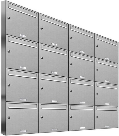 AL Briefkasten-System für 16 Parteien zur Aufputzmontage, Farbe: Silber, B/H/T: 153,506 x 136,8 x 11,6 cm - Bild 1