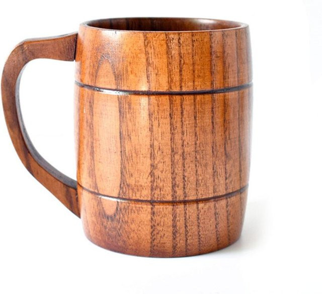 Neoglint Trinkbecher aus Holz mit ergonomischem Griff in Beige und Braun - Bild 1