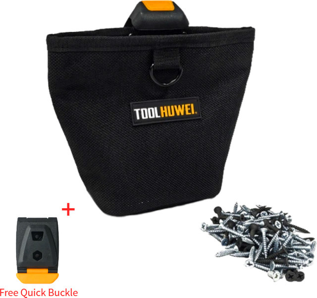 TOOLHUWEI Werkzeugtasche für Nägel und Schrauben, wasserdichte Hardware-Gürteltasche aus Oxford-Material in Schwarz - Bild 1
