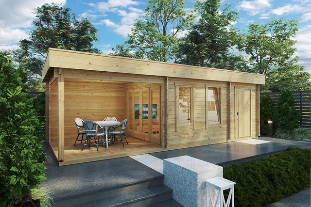 Gartenhaus Super Lucas E mit Schuppen und Terrasse aus Holz, B/T: 8 x 4 m - Bild 1