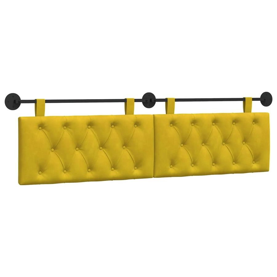 vidaXL Wandmontiertes Polsterpaneel aus Samt in Gelb, B/H/T: 190 x 55 x 7 cm - Bild 2