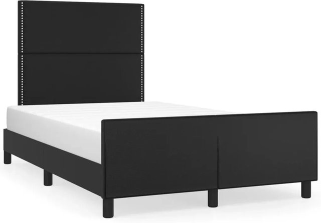 vidaXL Bettgestell mit Kopfteil in Schwarz aus Kunstleder, Breite: 120 cm, Tiefe: 200 cm, Höhe: 126 cm - Bild 1