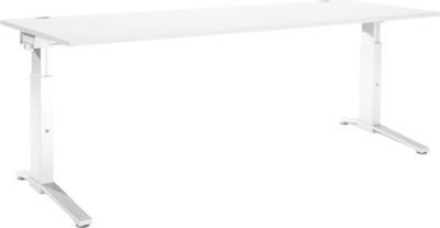 Schäfer Shop Genius Schreibtisch ERGOSTYLE S, manuell höhenverstellbar, Rechteck, C-Fuß, B/T/H: 200 x 80 x 67,5-89,5 cm, weiß/weiß - Bild 1