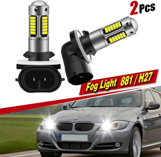 Neallor H27 880 LED Ersatzlampen für Auto-Nebelscheinwerfer, 2er-Set, Weiß 6000K, 30SMD 4014SMD, Silber - Bild 1