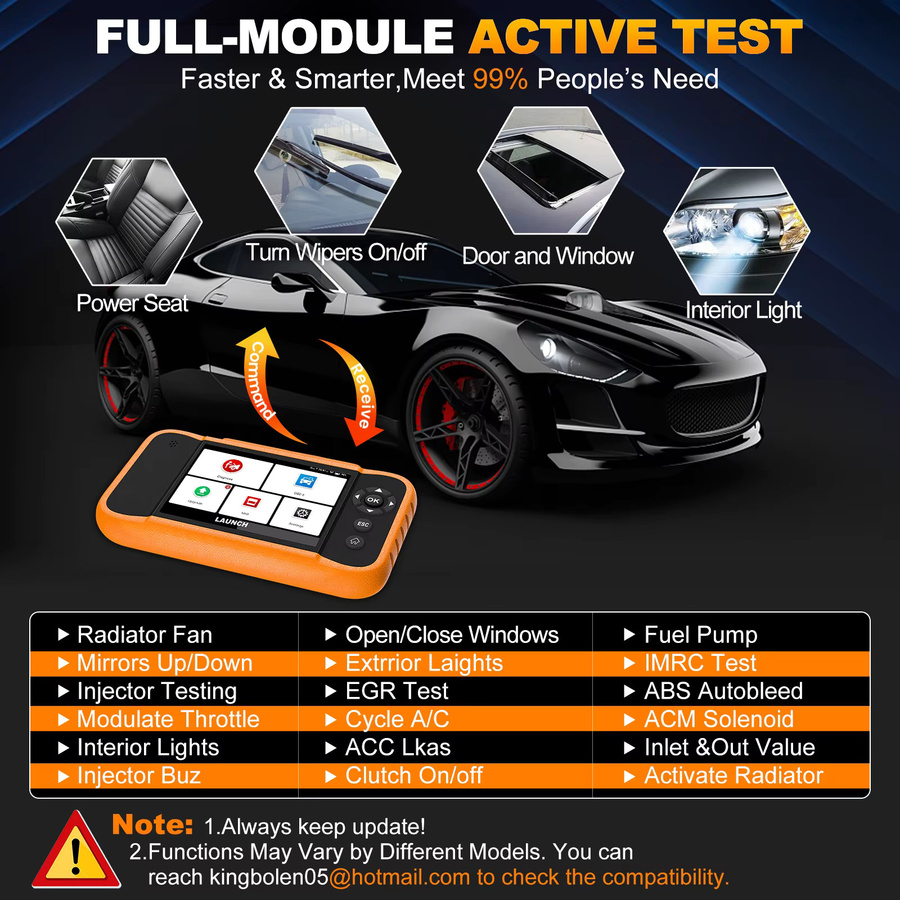 LAUNCH X431 Creader Elite 2.0 OBD2 Scanner mit bidirektionalem Scan-Tool und ECU-Codierung für BMW, Benz, VW, Audi, Maybach, Mini und Rolls-Royce in Orange - Bild 3
