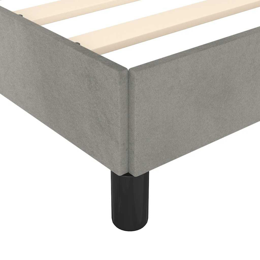 vidaXL Bettgestell mit Kopfteil aus Samt in Hellgrau, B/T/H: 140 x 200 x 143 cm - Bild 3