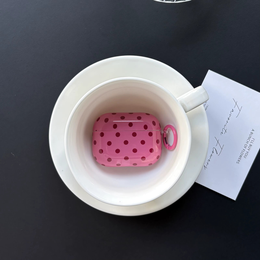 Glänzende Kopfhörerhülle für Apple AirPods 1 2 3 4 Pro Pro2 Pro3 in Pink mit Punkten - Bild 2