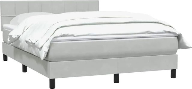 vidaXL Boxspringbett mit Matratze Hybrid-Design aus Samt in Hellgrau, B/T: 160 x 200 cm - Bild 1