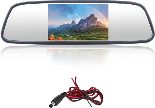 TOMTOP JMS Rückspiegelanzeige mit 5 Zoll Display, 2 Eingangskanäle, Weiß, universell für den Kofferraum, DC12-24V - Bild 1