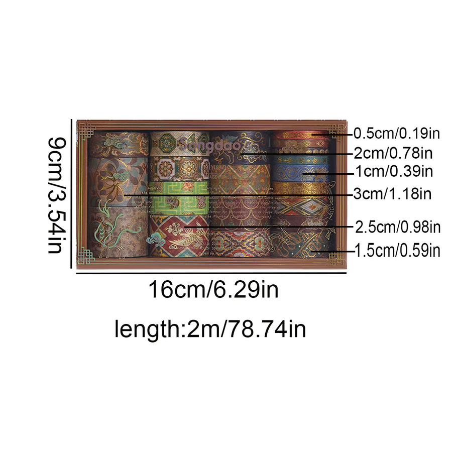 20 Rollen Vintage Washi Tape Set Dunhuang-Thema mit Goldprägung in Gold und Multicolour für DIY Scrapbooking und Fotoalbum-Dekoration - Bild 2