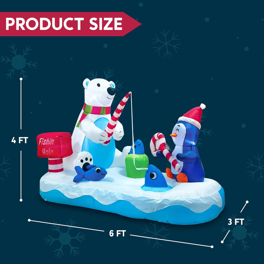 JOYFY Weihnachts-Aufblasfigur Pinguin und Eisbär in Multicolor als Hof- und Partydekoration - Bild 4