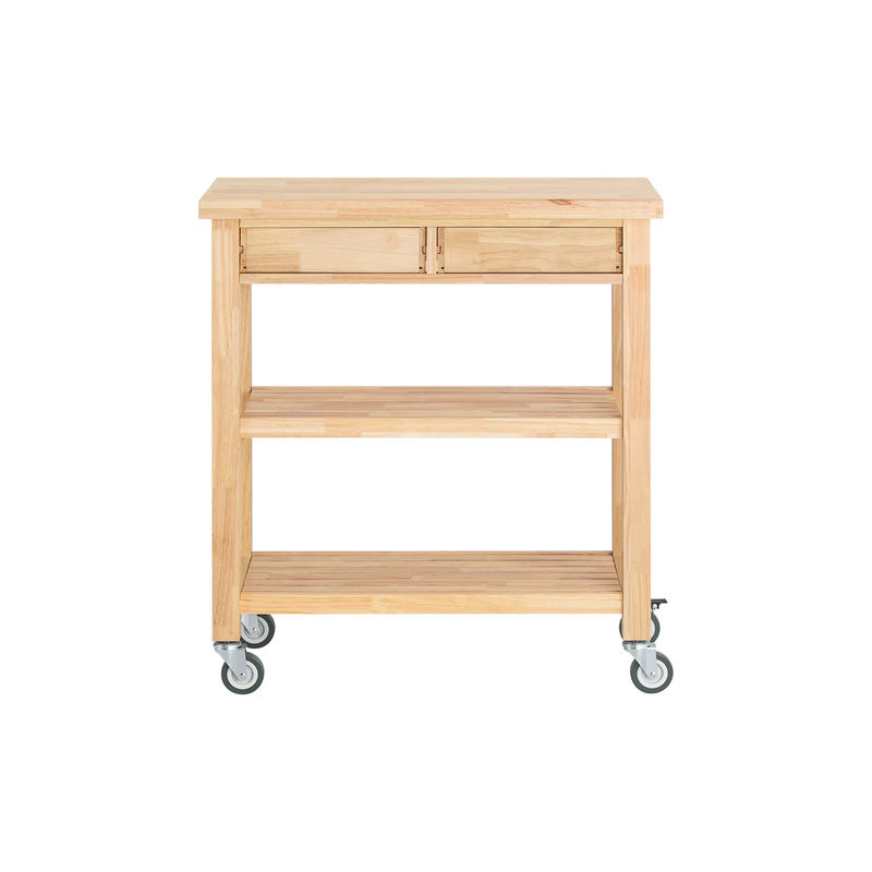 SoBuy FKW24-N Servierwagen aus Gummiholz in Braun, Rollwagen und Küchenregal mit Rollen, B/T/H: 80 x 40 x 90 cm - Bild 2