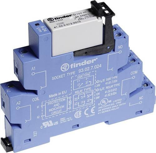 Finder Koppelrelais 38.52.0.024.0060 Blau, 24 V/DC/AC, 8A, 2 Wechsler - Bild 1