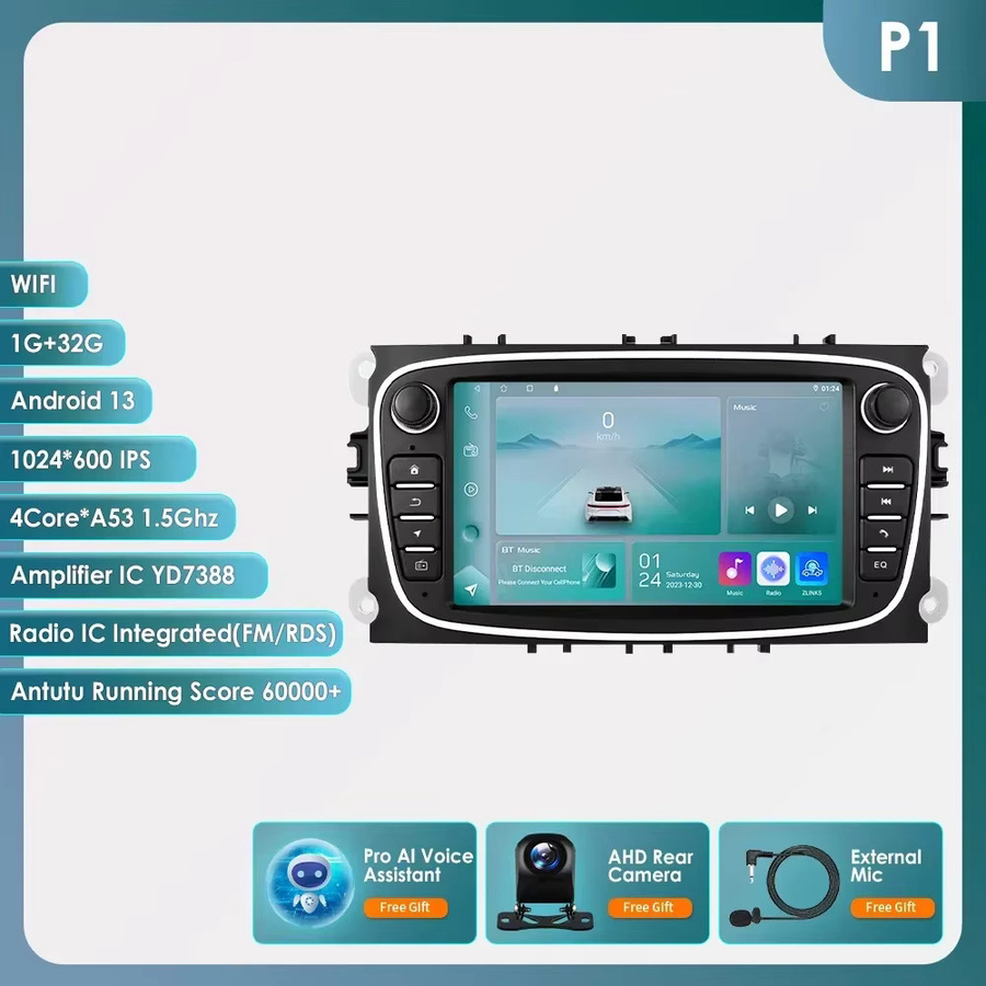 OSSURET 2-DIN Android Smart Autoradio mit GPS und Wireless Carplay in Schwarz für Ford Focus S-Max Mondeo Galaxy C-Max - Bild 3