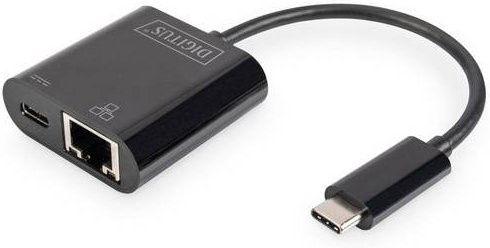 Digitus USB-C auf Gigabit Ethernet und USB-C Netzwerkadapter DN-3027 Schwarz - Bild 1