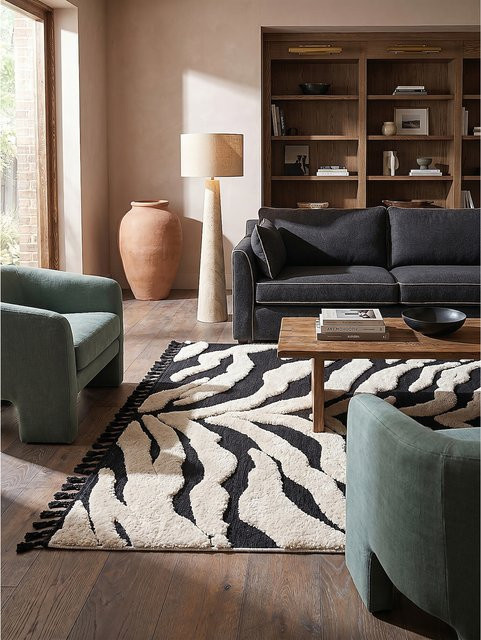 Hochflorteppich Kadima MARA mit Zebra-Muster in Monochrom, B/T: 133 x 190 cm - Bild 1