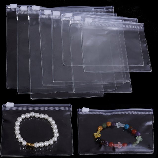 10er Set transparente PVC Aufbewahrungsbeutel mit Reißverschluss für Schmuck und Perlen - Bild 1