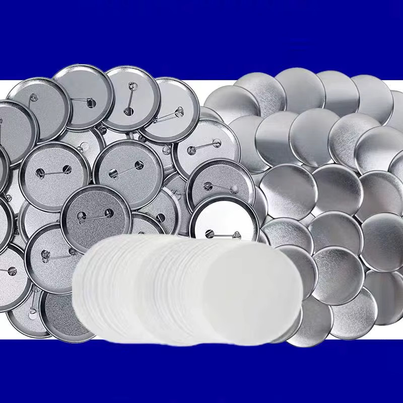 100 Sets matte Zinnplatten für Button-Badges in Silber, Durchmesser: 32 mm und 44 mm, Metall-Rohlinge für Pin-Badges - Bild 2