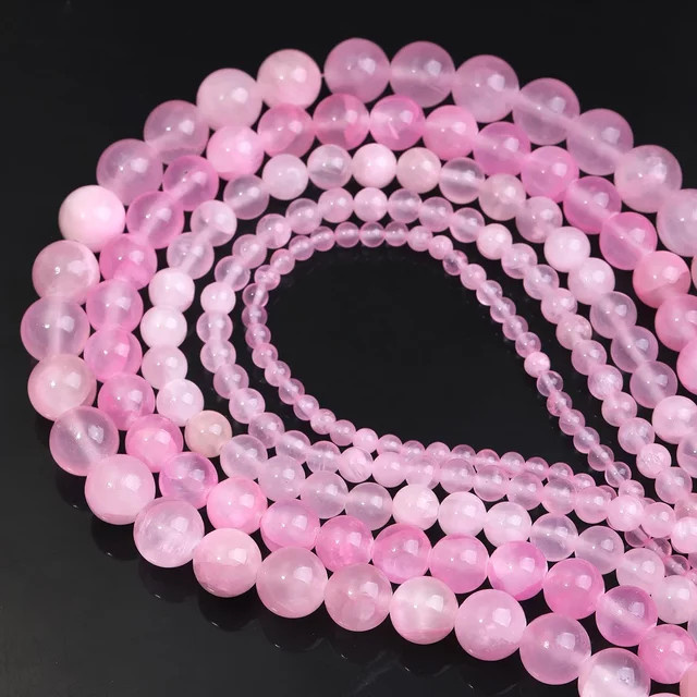 SANSWL Perlen, Rosa, Jade, Rund, 1-Streifen - Bild 1