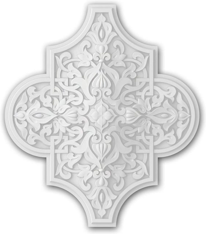 3D Wandpaneel Profhome Decor Medallion Rosette in Weiß mit geometrischen islamischen Motiven im marokkanischen Stil, B: 39,9 cm, H: 34,9 cm - Bild 1