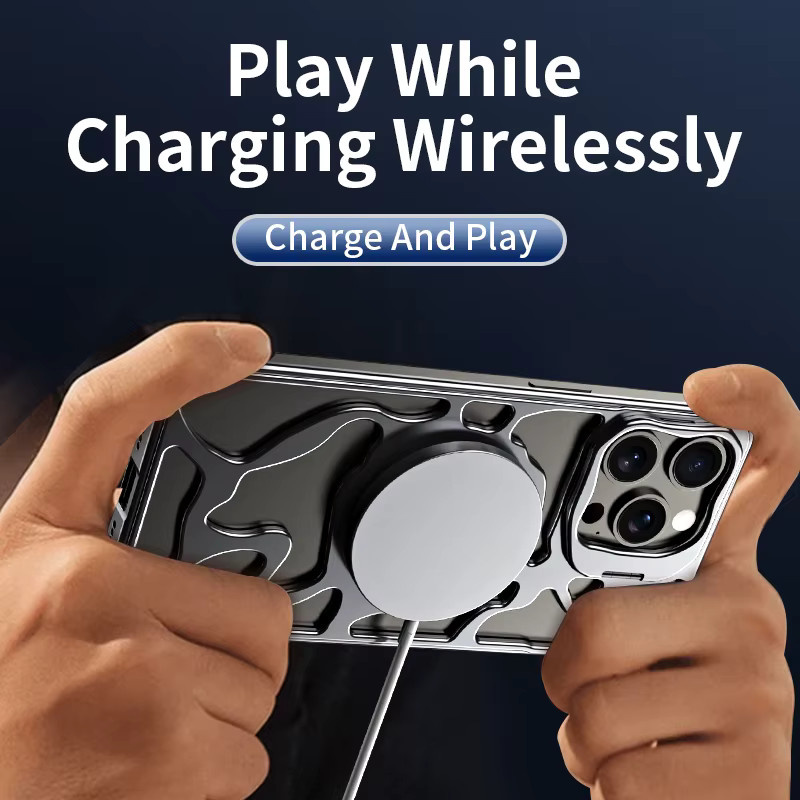 Magnetische Metall-Handyhülle für Samsung in Grau mit unsichtbarem Halter und abnehmbarer Aluminium-Kühlung, stoßfest - Bild 5