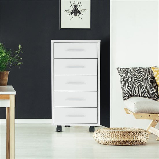 ML-Design Rollcontainer mit 5 Schubladen in Weiß für Büro und Homeoffice, B/T/H: 33 x 38 x 63,5 cm - Bild 1