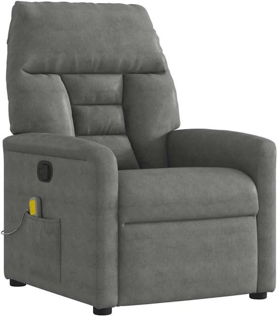 vidaXL Massagesessel Relaxsessel aus Mikrofasergewebe in Dunkelgrau mit Armlehnen - Bild 1