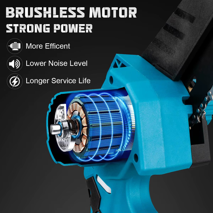 Gisam bürstenlose elektrische Kettensäge 8 Zoll, kabellose Akku-Astsäge in Blau, kompatibel mit Makita LXT 18V Akkus - Bild 6
