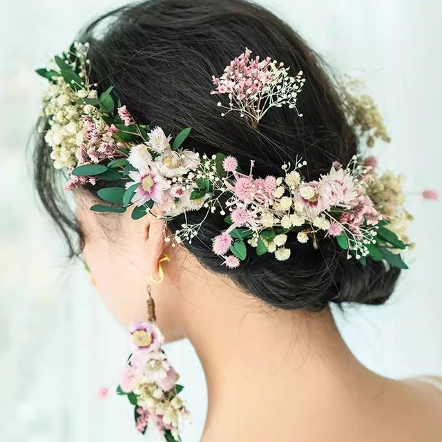 jonnafe Haar Kranz mit Ohrringen, Rosa, Damen - Bild 1