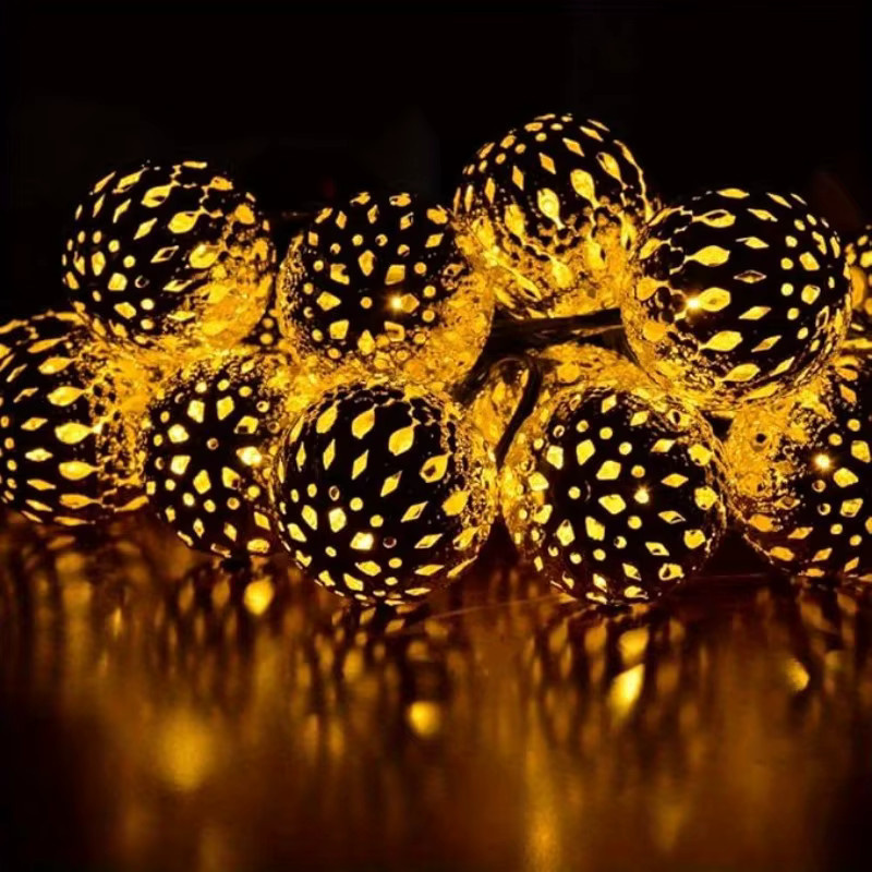 OKAL RED EAST Solar LED Marokkanische Kugel Lichterkette Wasserdicht mit 8 Modi für Garten Hochzeit Party und Dekoration - Bild 2