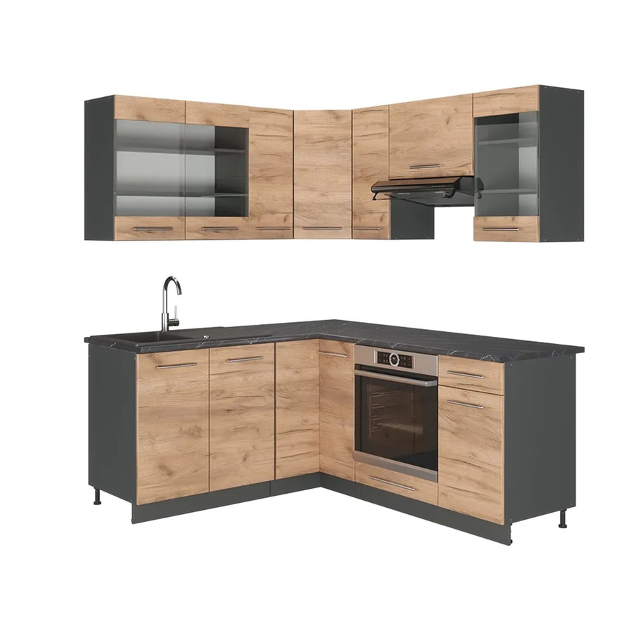 Vicco Fame-Line Eckküche Goldkraft Eiche Anthrazit B/T/H: 160 x 190 cm - Bild 2