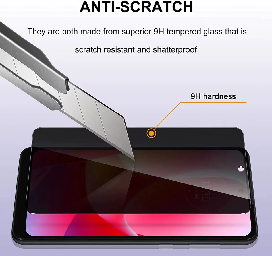 Motorola Sichtschutz Panzerglas Anti-Spionage für Moto G62 G73 G53 G Power 5G G 5G 2023 - Bild 5