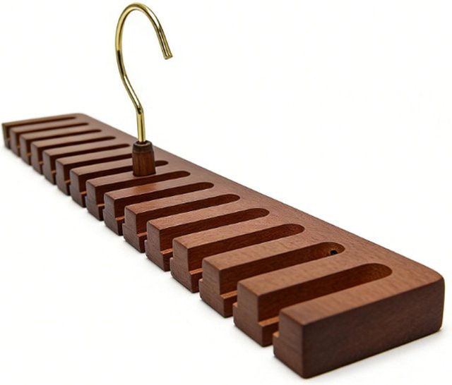 Fishine Gürtelständer aus Holz und Metall in Braun für 14 Gürtel, Wandmontage, Breite: 38 cm - Bild 1