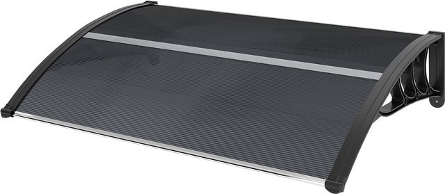 Outsunny Pultbogenvordach für die Haustür aus Aluminium und Polycarbonat mit UV-Schutz, Schwarz, B: 100 cm, T: 75 cm - Bild 1