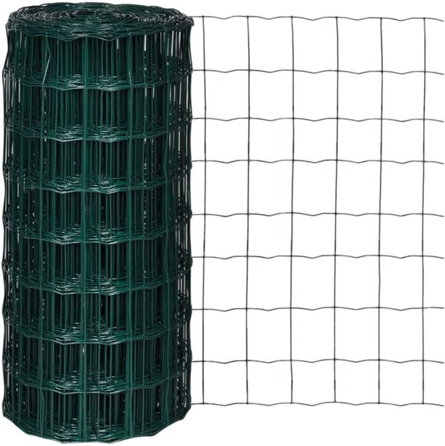 vidaXL Gartenzaun Maschendraht grün, PVC-beschichtet, B: 10 m, H: 0,8 m, Maschenweite: 100 x 100 mm - Bild 1