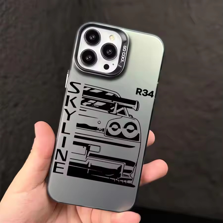 JDM CAR Plane Handyhülle für iPhone 16 15 14 13 12 11 Pro Max XR SE in Weiß mit Laser Hard PC und TPU Schutzhülle - Bild 2