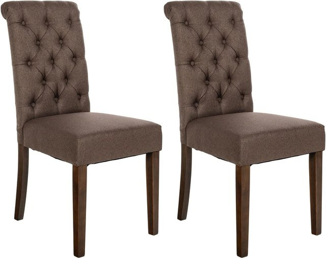 CLP 2er Set Esszimmerstühle Lisburn in Braun mit Stoffbezug, B/T/H: 63 x 50 x 98 cm - Bild 1