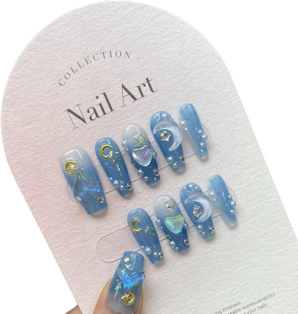 NATAWA Press on Nails Long Ballet, Gray, 10 Stück - Bild 1