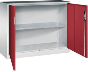 C+P Werkzeugschrank Acurado 7035/3003 in Grau-Rot mit Türen und Schloss, B/T/H: 100 x 120 x 40 cm - Bild 1